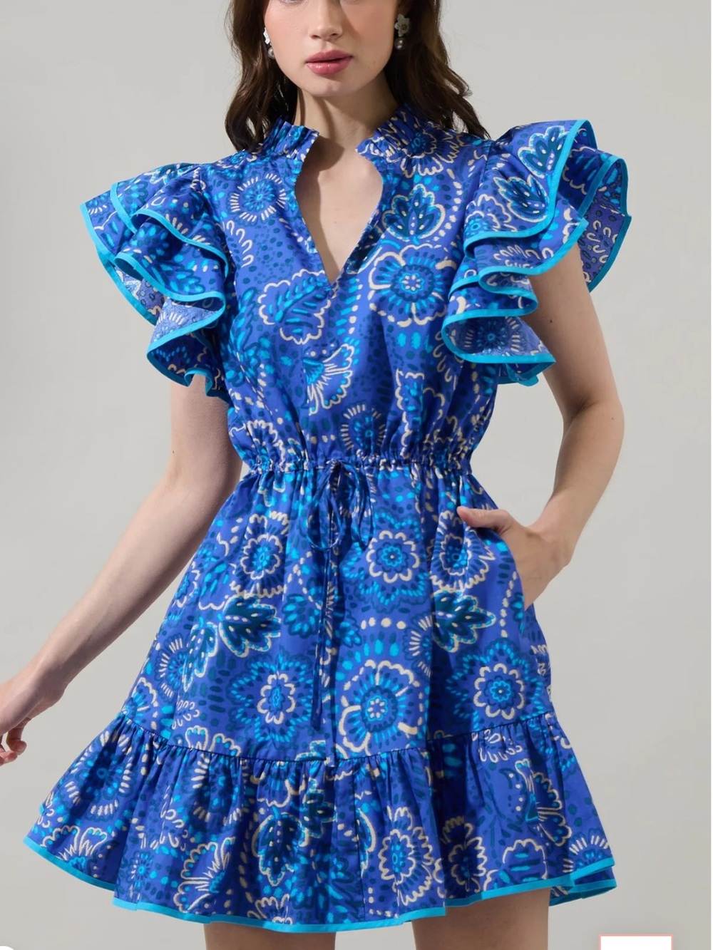Sugarlips Kenner Floral Alina Ruffle Shift Mini Dress